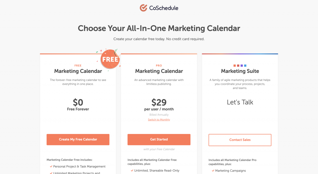 CoSchedule pricing screenshot