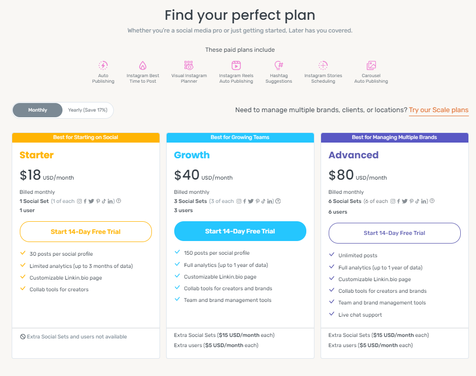 Later updated pricing screenshot