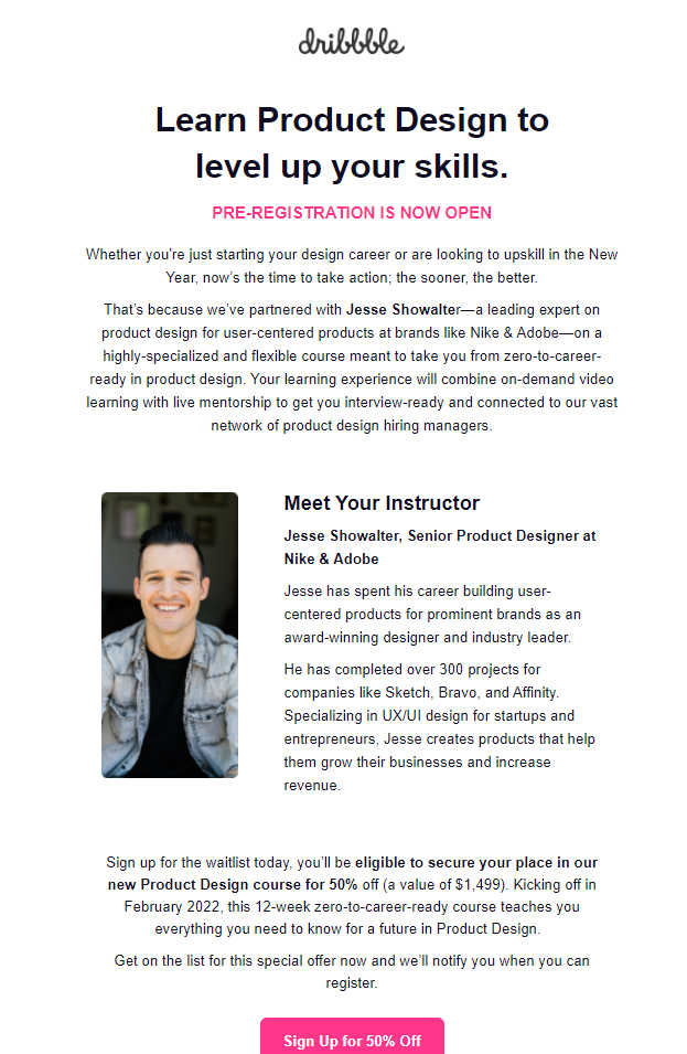 Dribble - exlusive webinar pre-registration email