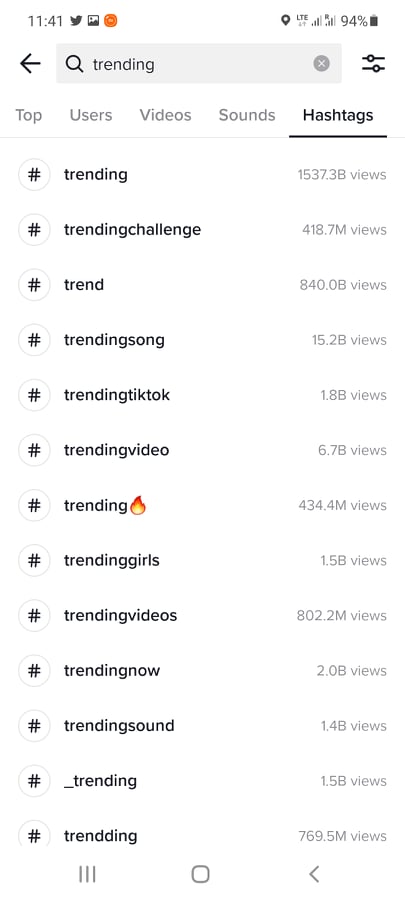 TikTok popular hashtags