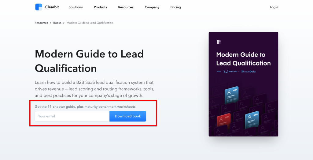 Clearbit guide to lead qualification screenshot