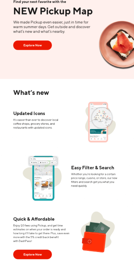 DoorDash product update newsletter example