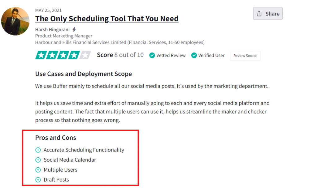 Buffer scheduling advantage trustradius review