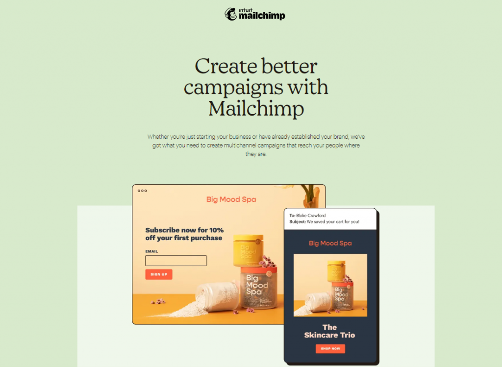 Mailchimp features screenshot