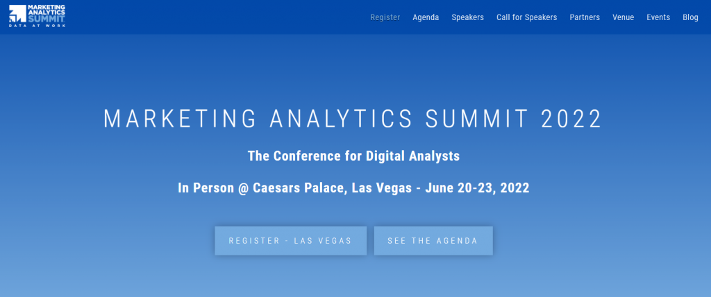 Marketing Analytics Summit conference homepage screenshot