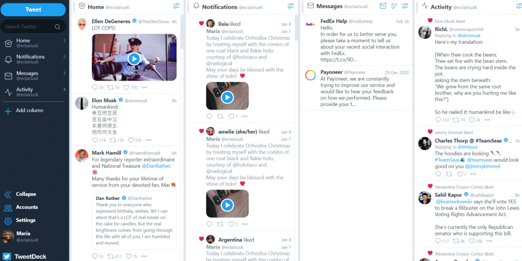 TweetDeck dashboard