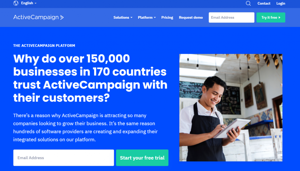 ActiveCampaign homepage screenshot