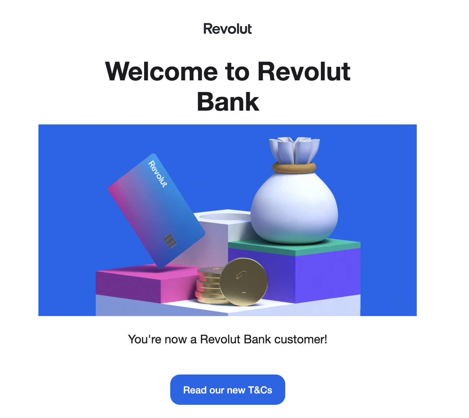 Revolut welcome email example