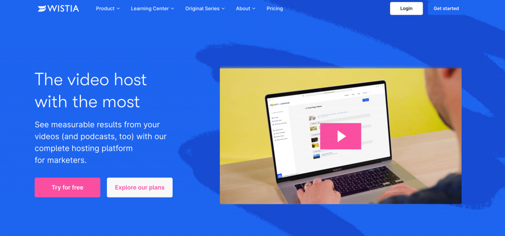 Wistia homepage screenshot