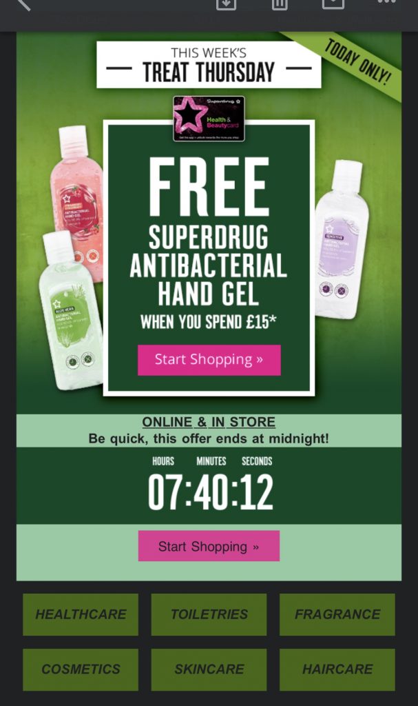 Superdrug email newsletter