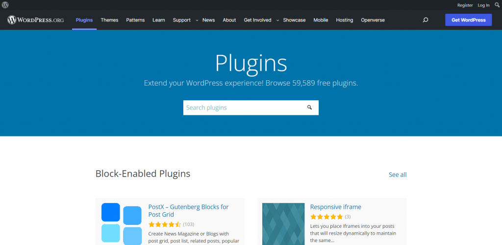 WordPress integrations screenshot