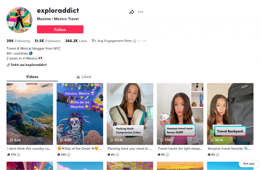 Exploreaddict micro-influencer example