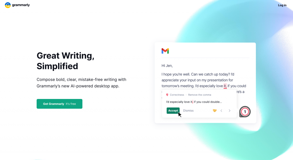 Grammarly homepage screenshot