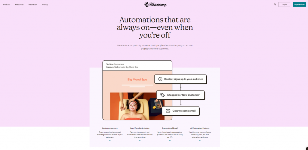 Mailchimp homepage screenshot