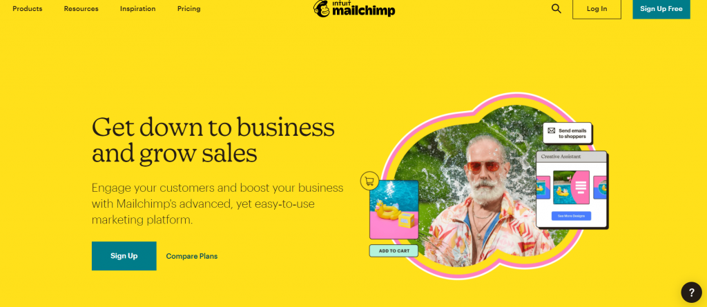 Mailchimp homepage screenshot