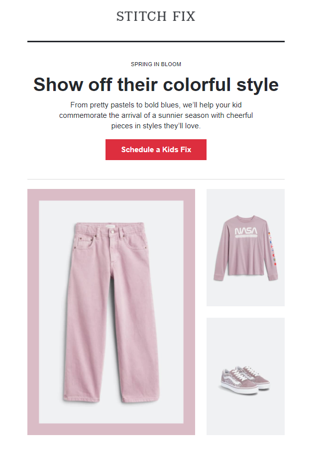 StitchFix behavior-triggered newsletter email example