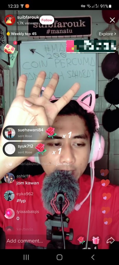 TikTok live stream example