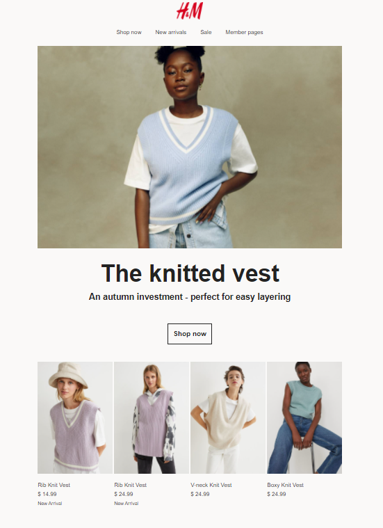 H&M trend alert e-commerce newsletter example