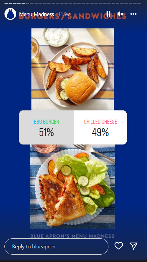 Blue Apron interactive poll for personalized offers