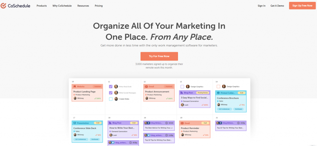 CoSchedule homepage screenshot