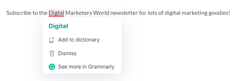 Grammarly's spelling checker