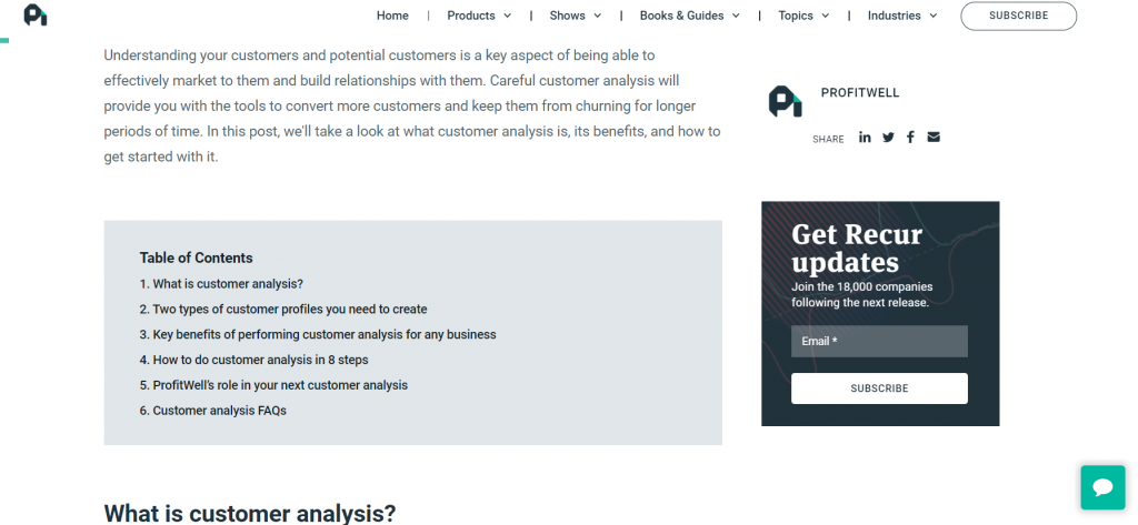 ProfitWell subscription form