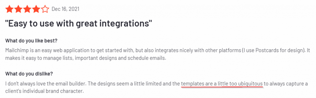  Mailchimp templates disadvantage G2 review