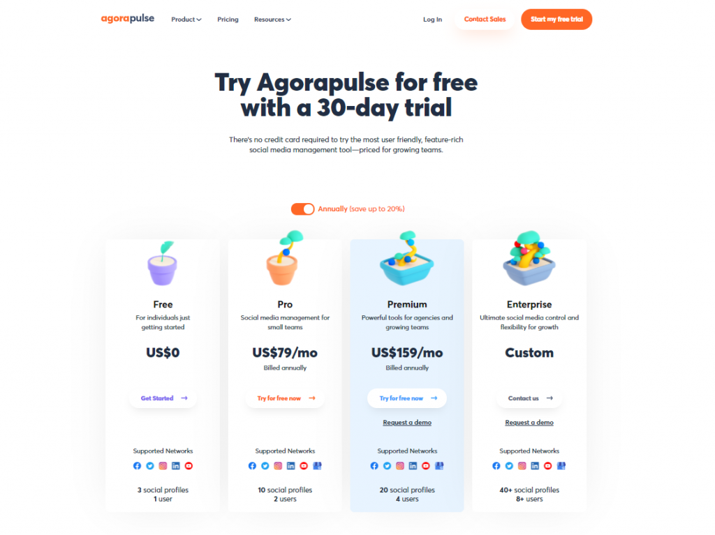 AgoraPulse pricing screenshot