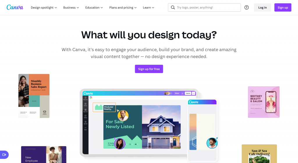 Canva homepage screenshot