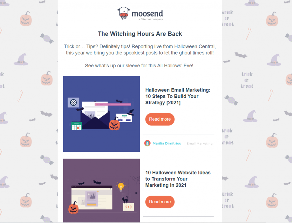 Moosend Helloween newsletter style example