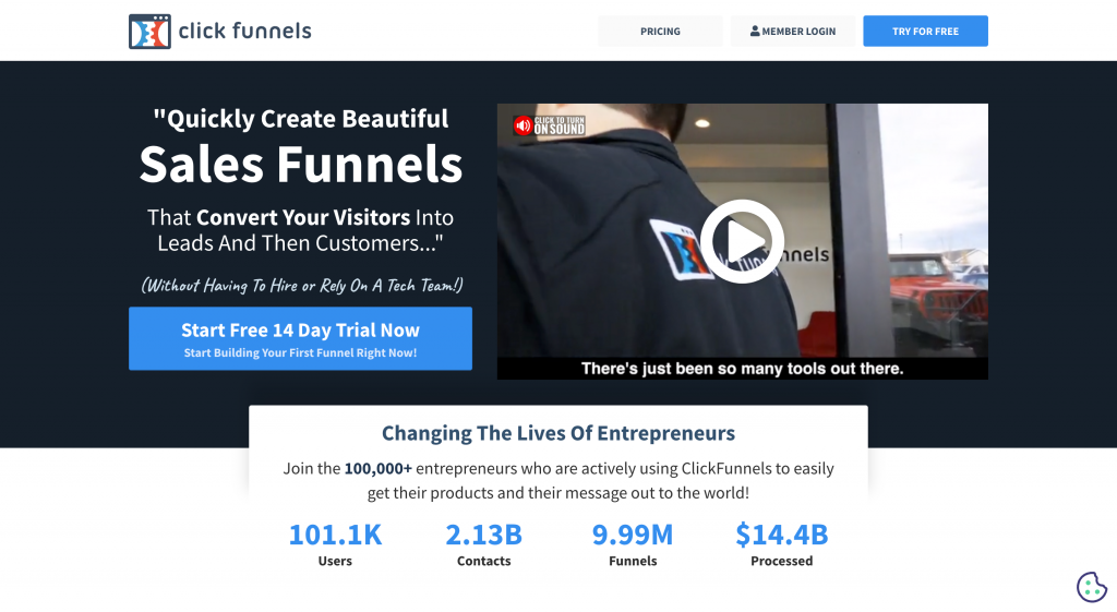 ClickFunnels homepage screenshot