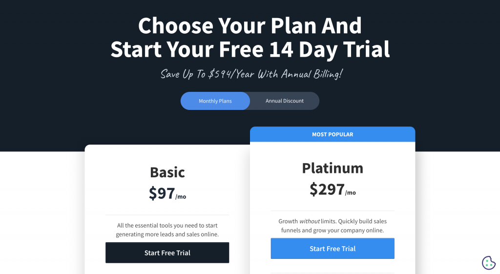 ClickFunnels pricing screenshot