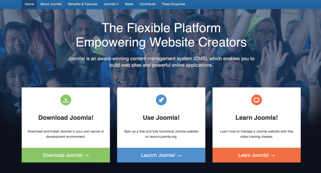 Joomla homepage screenshot