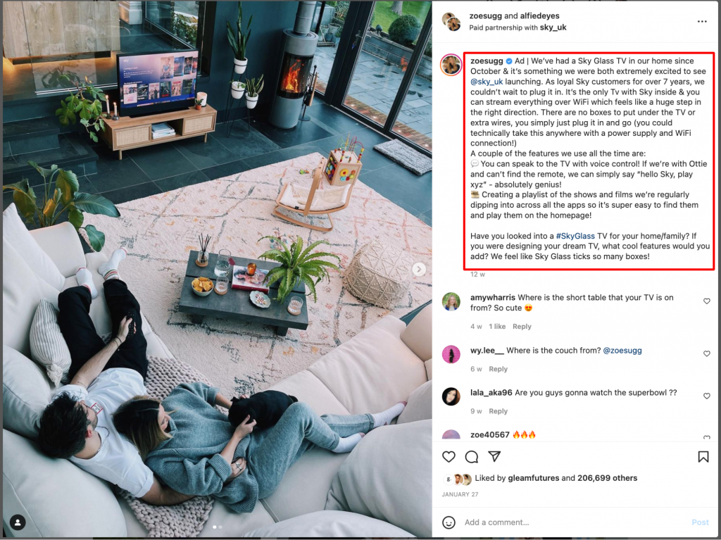 SKY Instagram influencer marketing campaign example