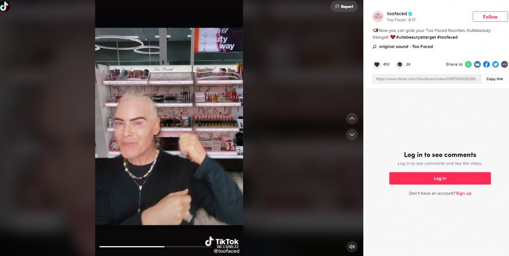 TooFaced TikTok strategy example