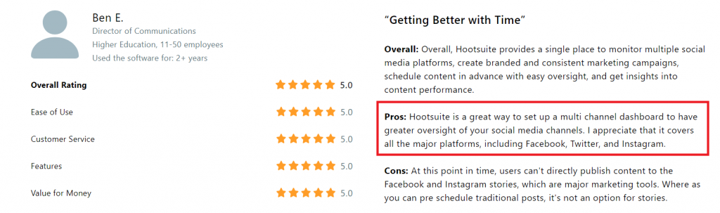 Hootsuite social media integrations review capterra 