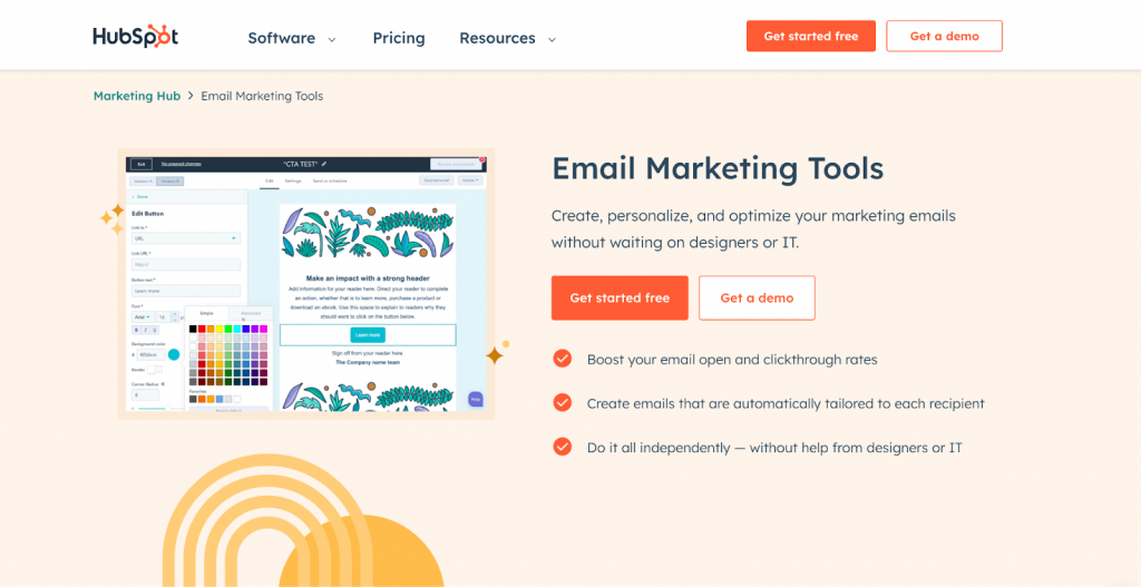 HubSpot homepage screenshot