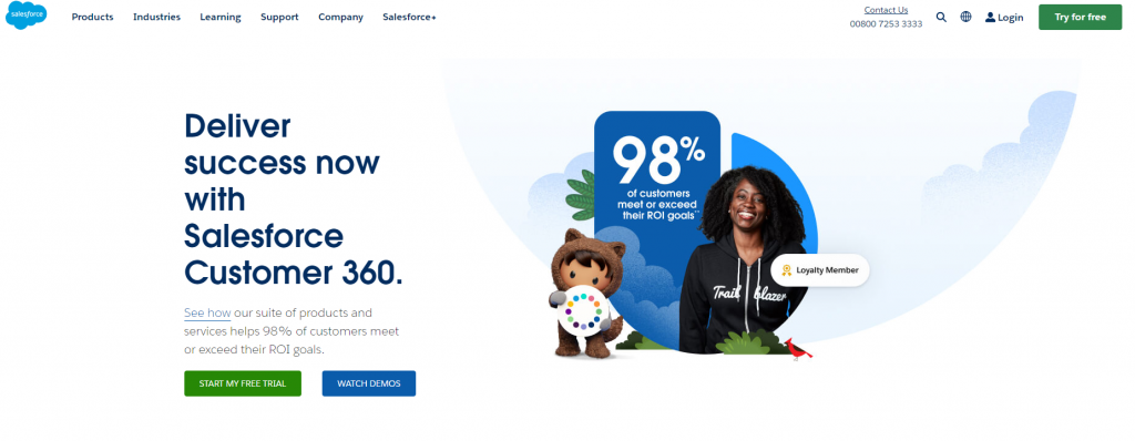 Salesforce updated homepage screenshot