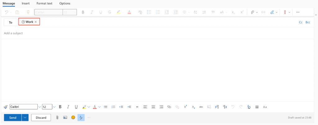 Sending an email to a distribution group in Outlook