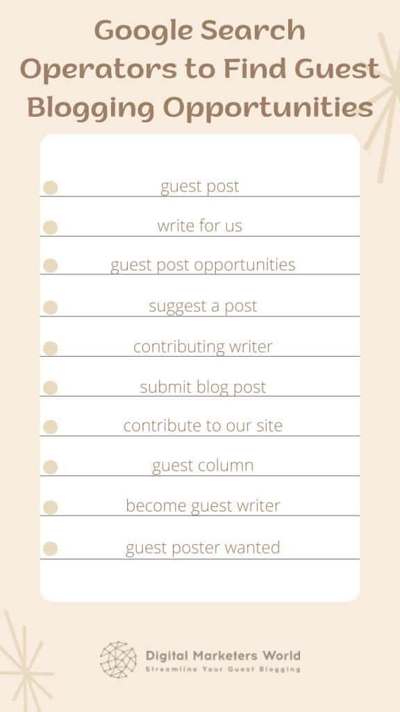 Google Search Operators to Find Guest Blogging Opportunities - Digital Marketer's World