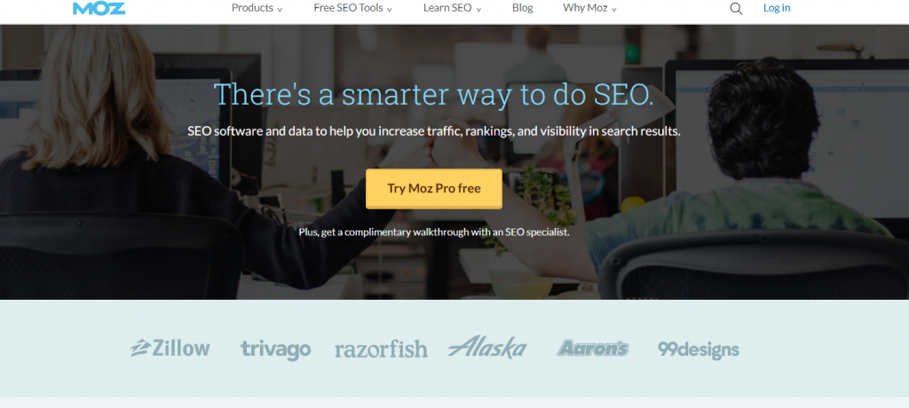 Moz homepage screenshot