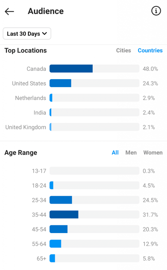 Instagram Insights dashboard