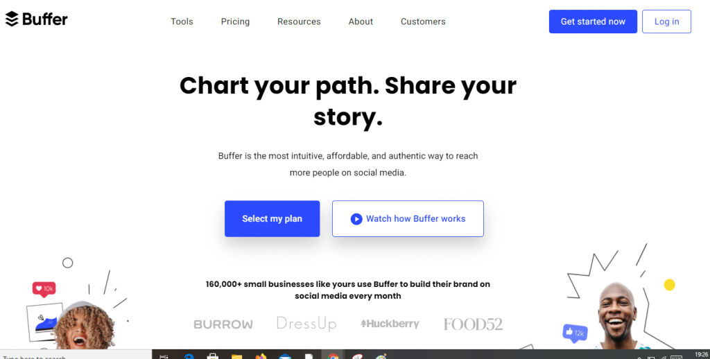 Buffer homepage screenshot