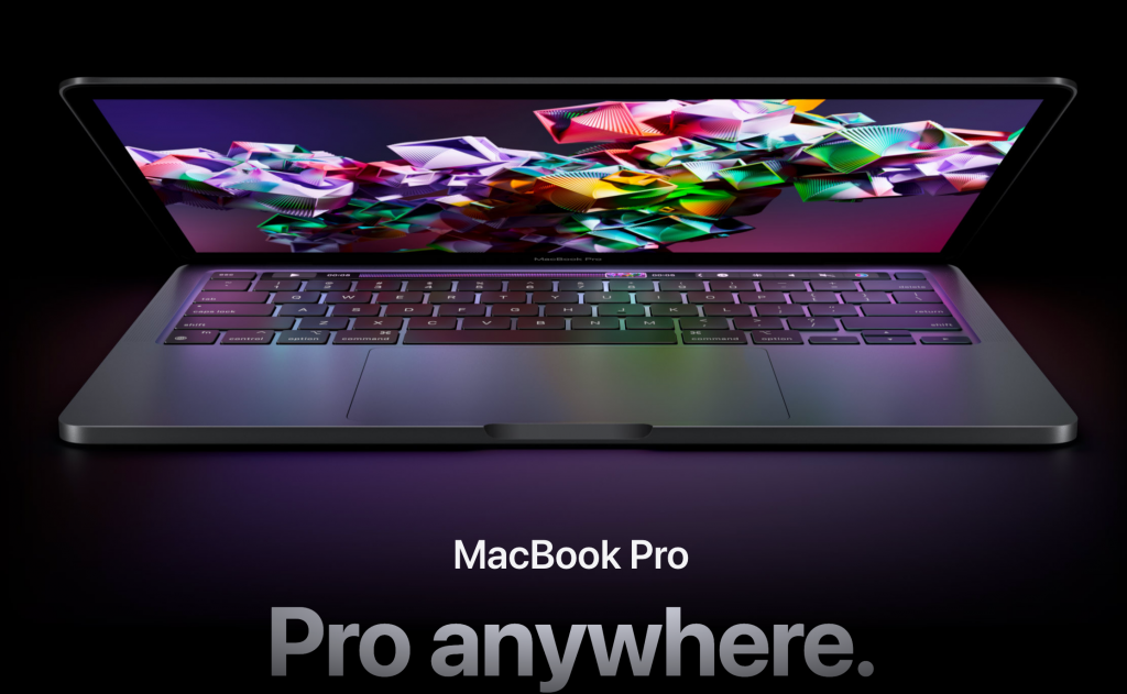 MacBook Pro in black background.